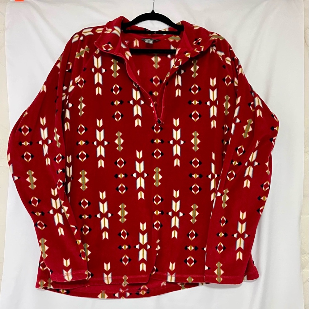 Eddie Bauer Red Geometric Women's hiking activewear fleece size 2XL